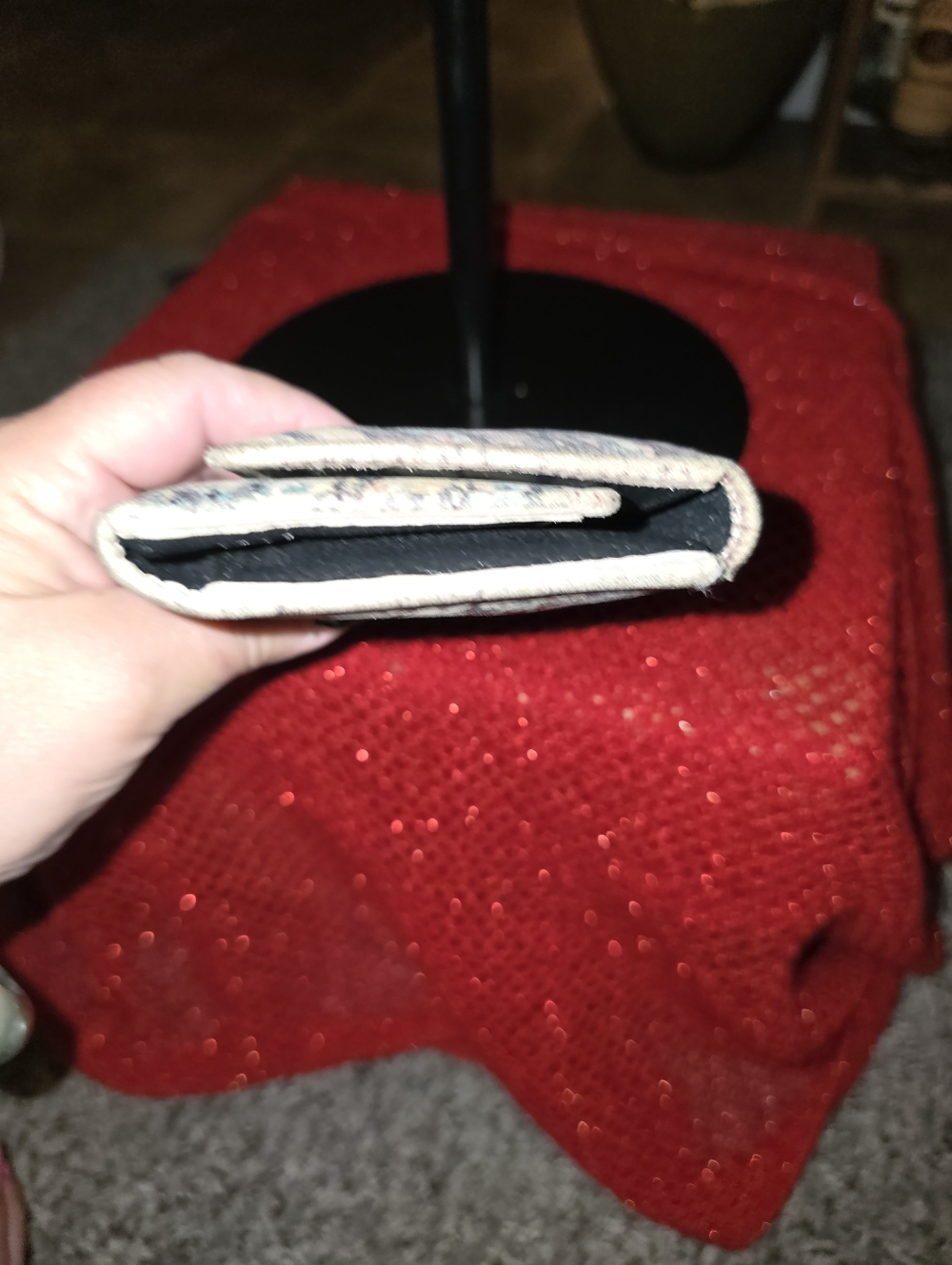 Religious Print Foldover Wallet in Muted Tones In Preloved Condition - Picture 4 of 8
